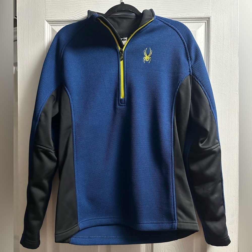 Spyder Core Men's 1/4 Zip Thermal Waffle Knit Jacket Blue Med